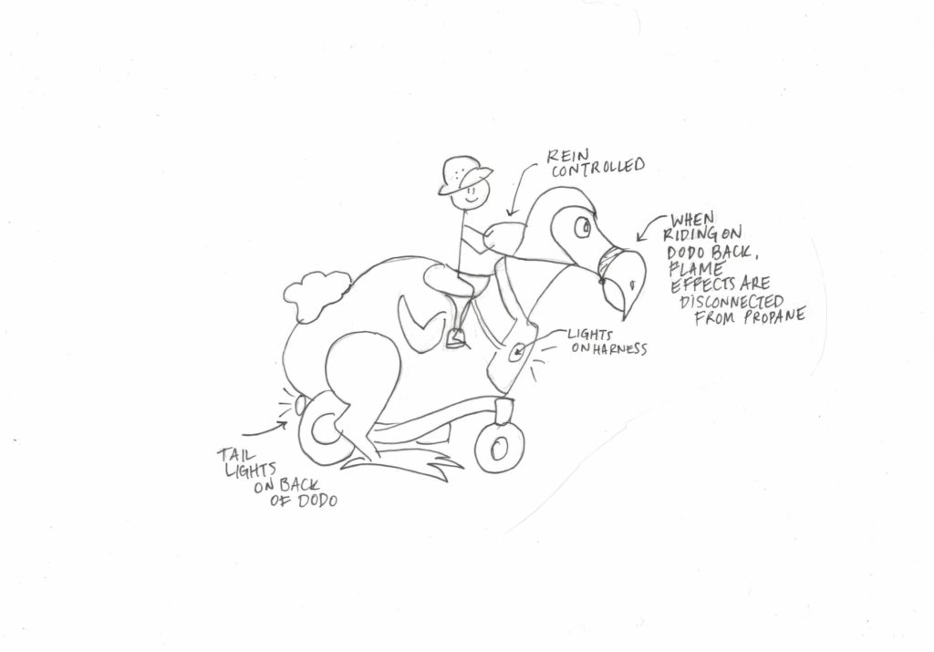 Person riding Dodo without chariot